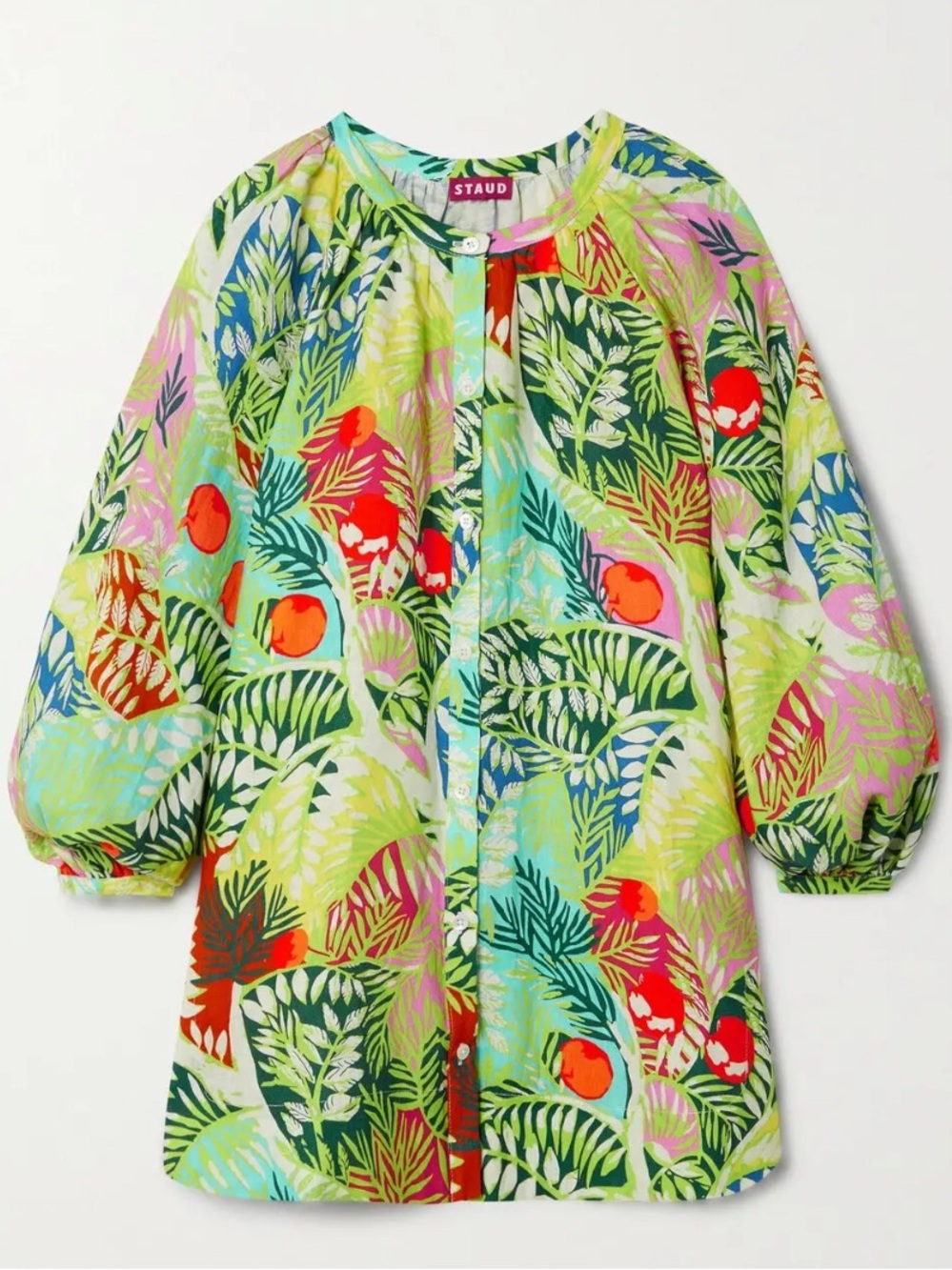 NEW STAUD Vincent Printed Linen Tunic Top Size XS